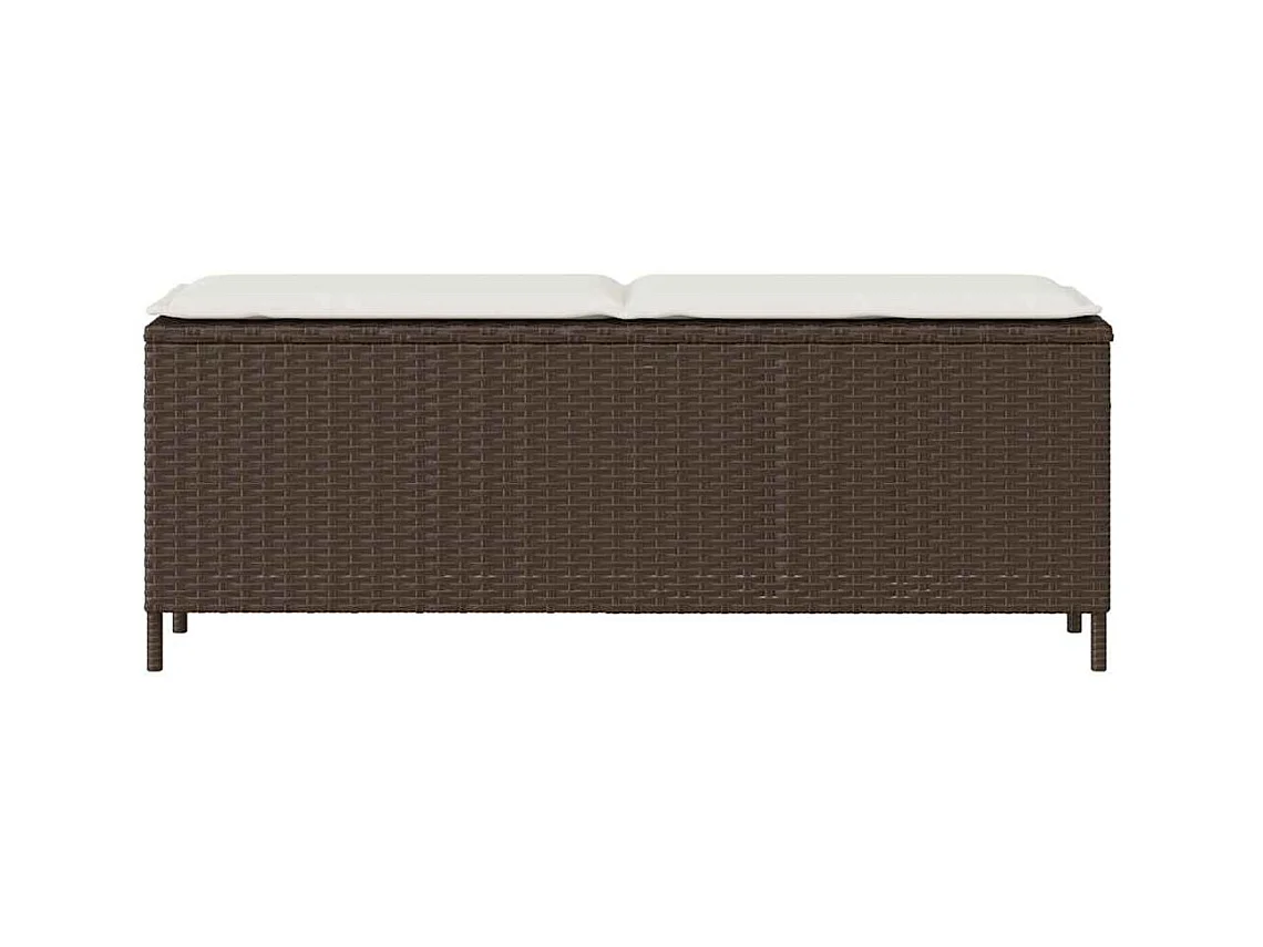 Banc de jardin avec coussin marron 110x30x40,5cm résine tressée