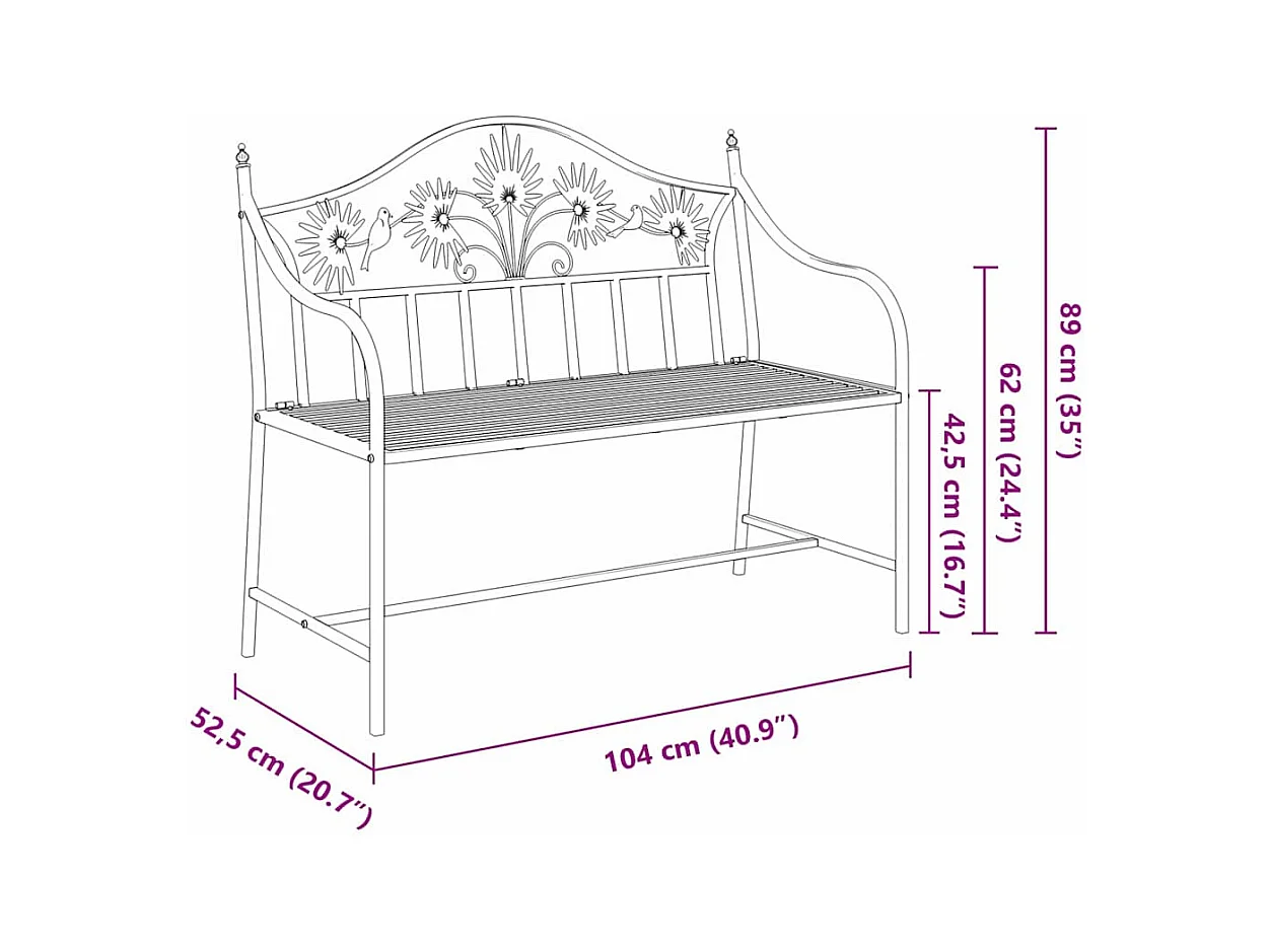 Witte tuinbank 104 x 54 x 93 cm Staal