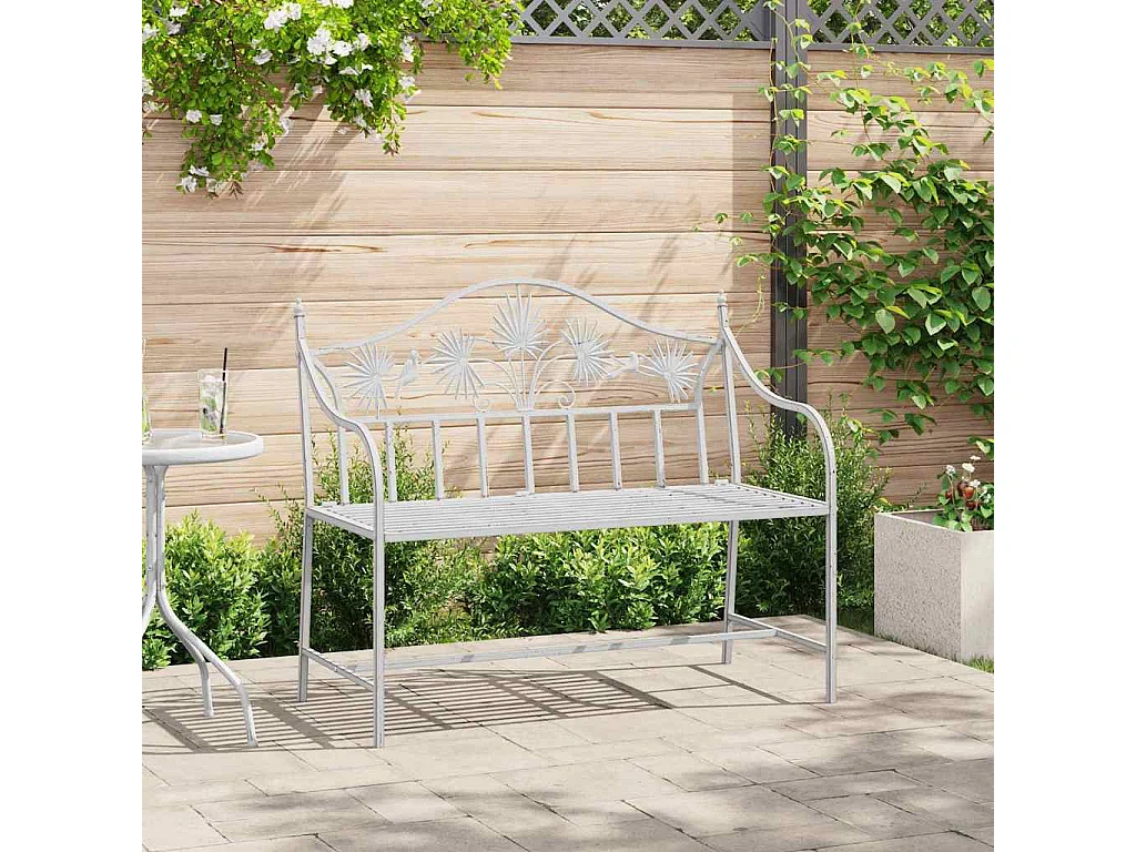 Banc de jardin Blanc 104 x 54 x 93cm Acier