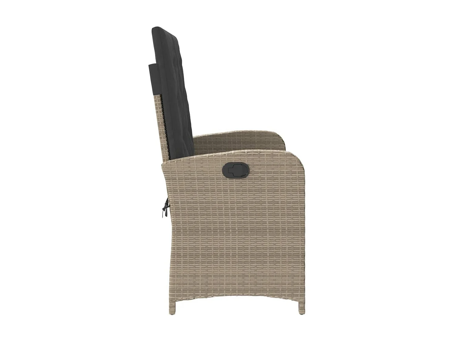 Panca da giardino reclinabile e cuscini in resina intrecciata grigio chiaro