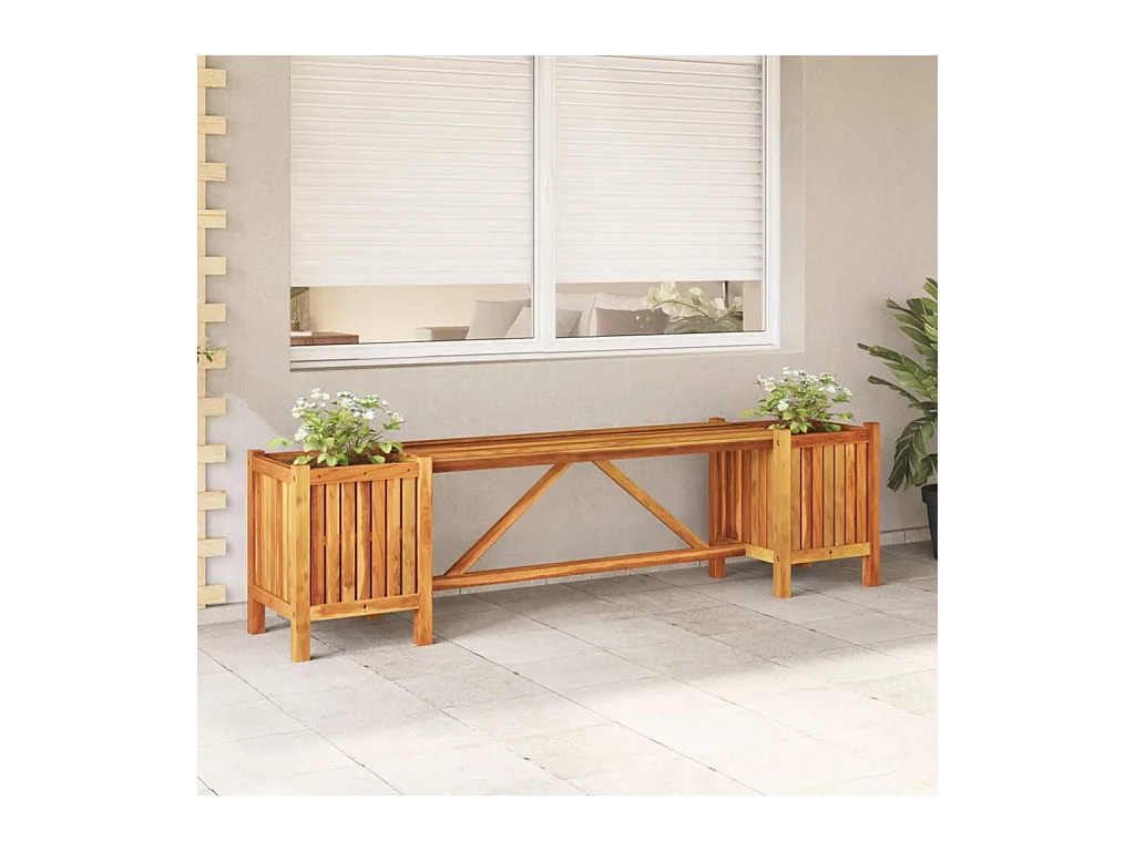 Gartenbank mit 2 Pflanzgefäßen 150x30x40 cm Akazienholz