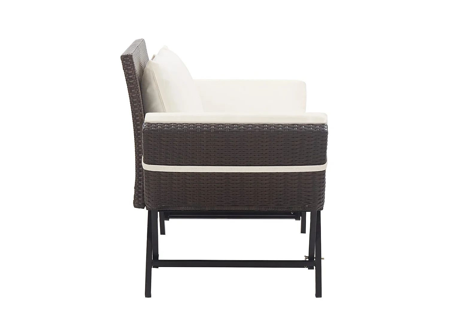 Banco de jardín con cojines 176 cm Mimbre de resina marrón