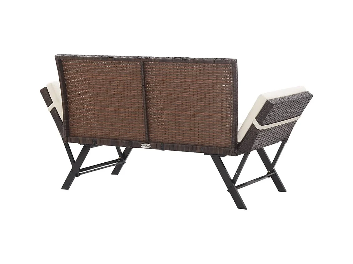 Banco de jardín con cojines 176 cm Mimbre de resina marrón