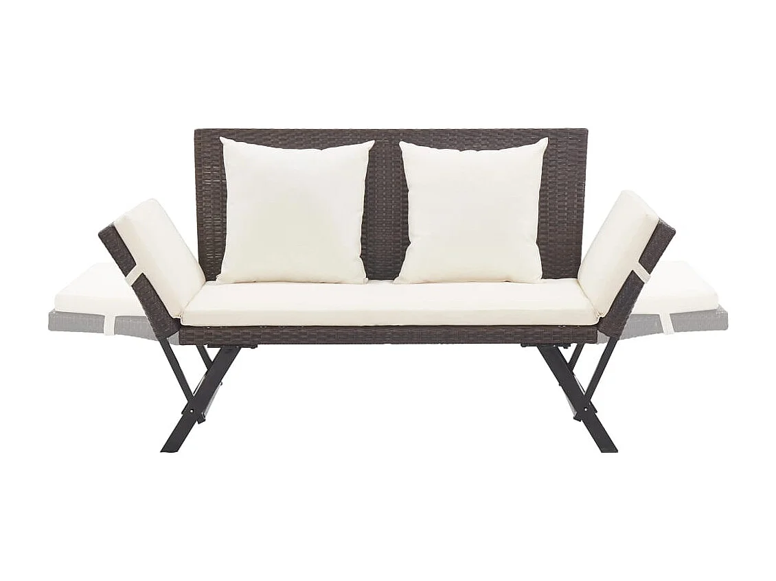 Panca da giardino con cuscini 176 cm Marrone Resina vimini