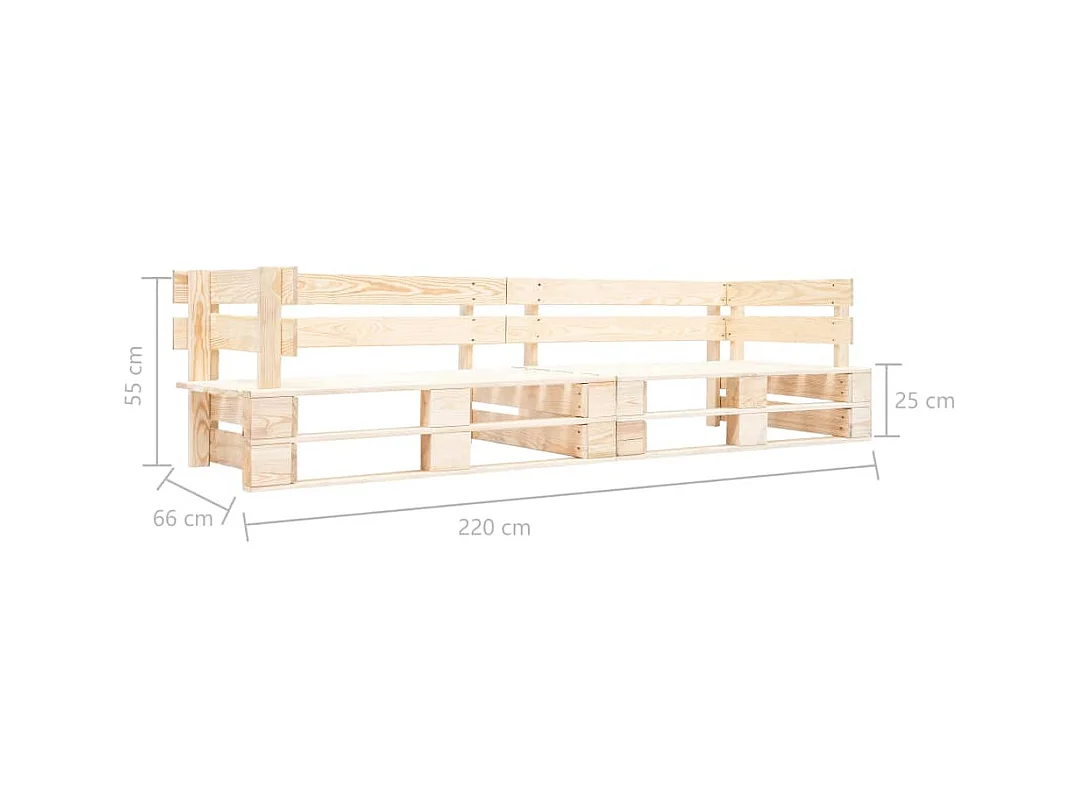 2-zits pallet tuinbank in natuurlijk hout
