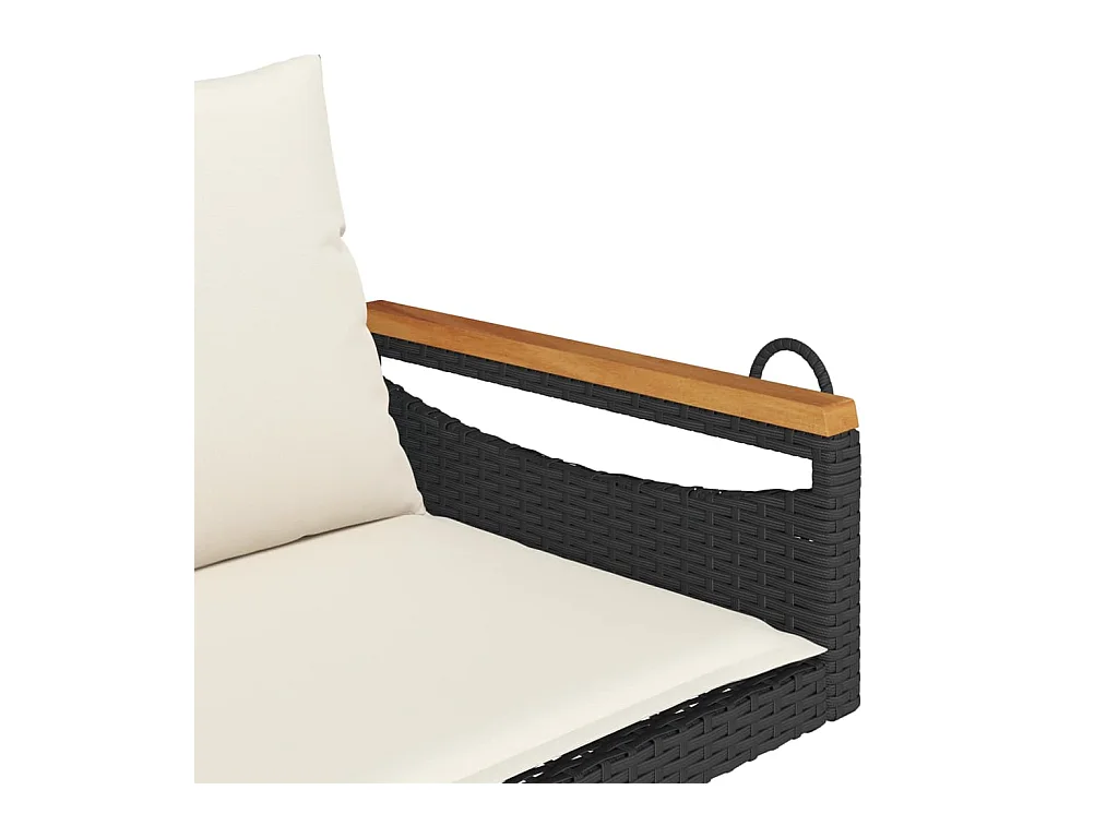 Asiento de columpio con cojines negros 109x62x40 cm resina tejida