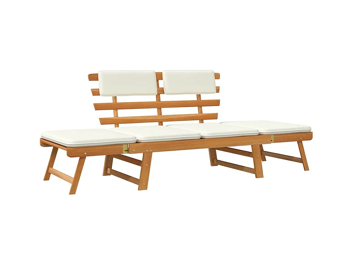 2-in-1 tuinbank met kussens 190 cm massief acaciahout