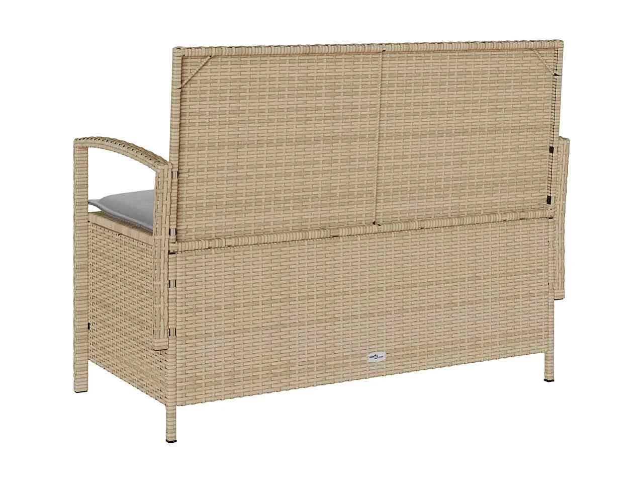 Banc de rangement de jardin avec coussin beige résine tressée