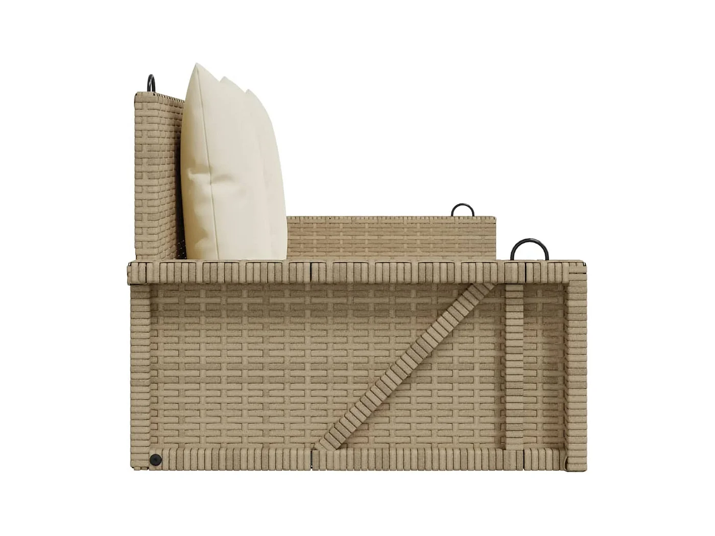 Schommelstoel met beige kussens 119x56x48 cm geweven hars