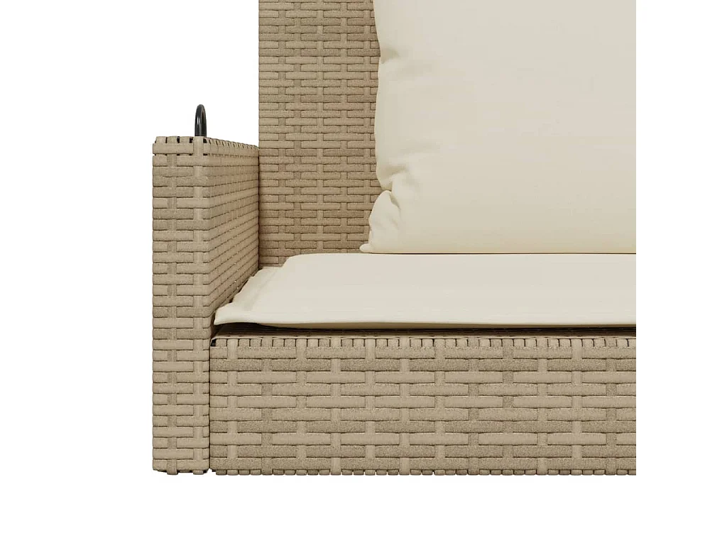 Altalena con cuscini beige 119x56x48 cm in resina intrecciata