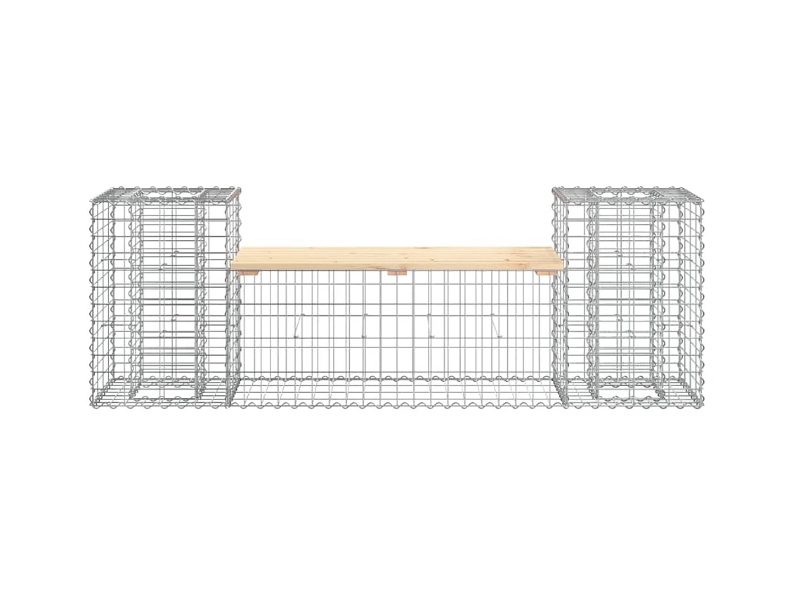 Banco de jardín de diseño de gaviones 183x41x60,5 cm madera maciza de pino