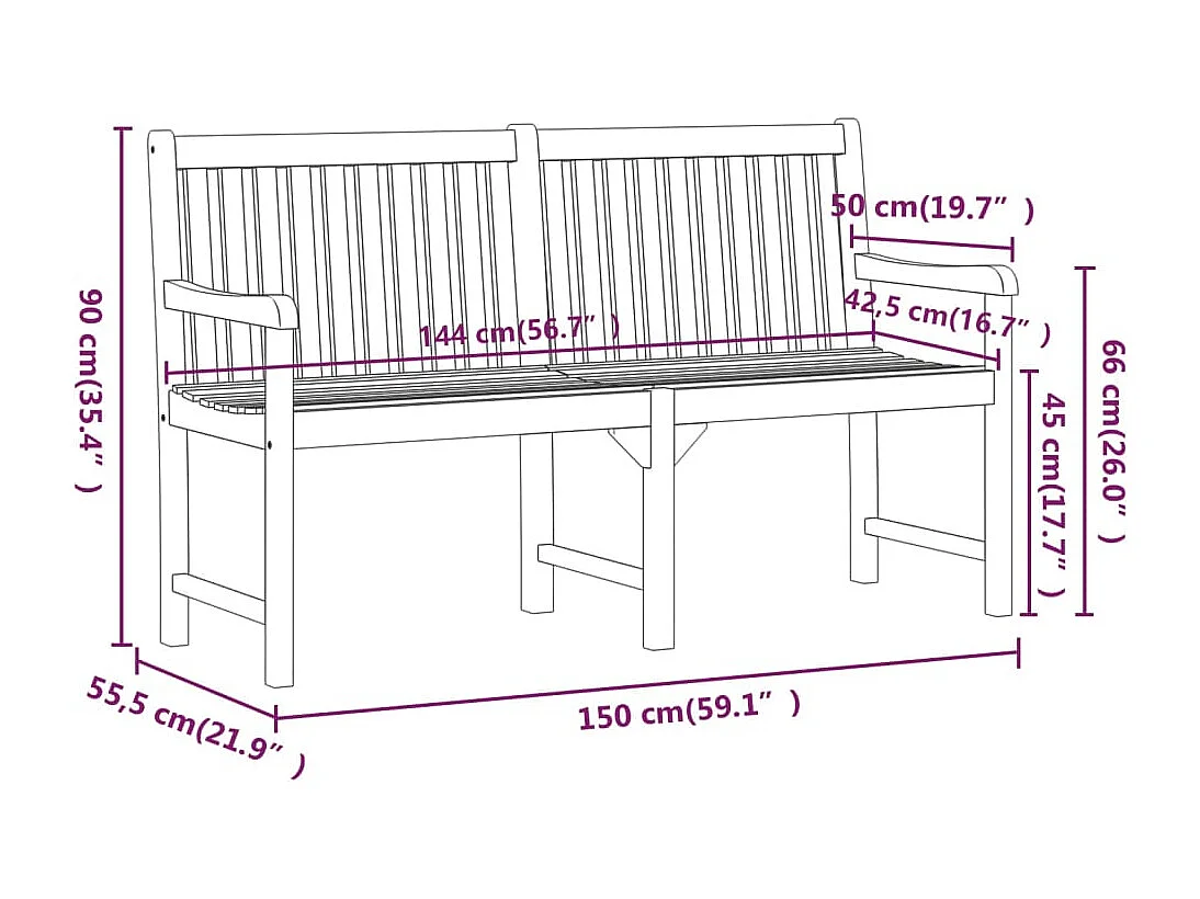 Tuinbank 150 cm Massief acaciahout