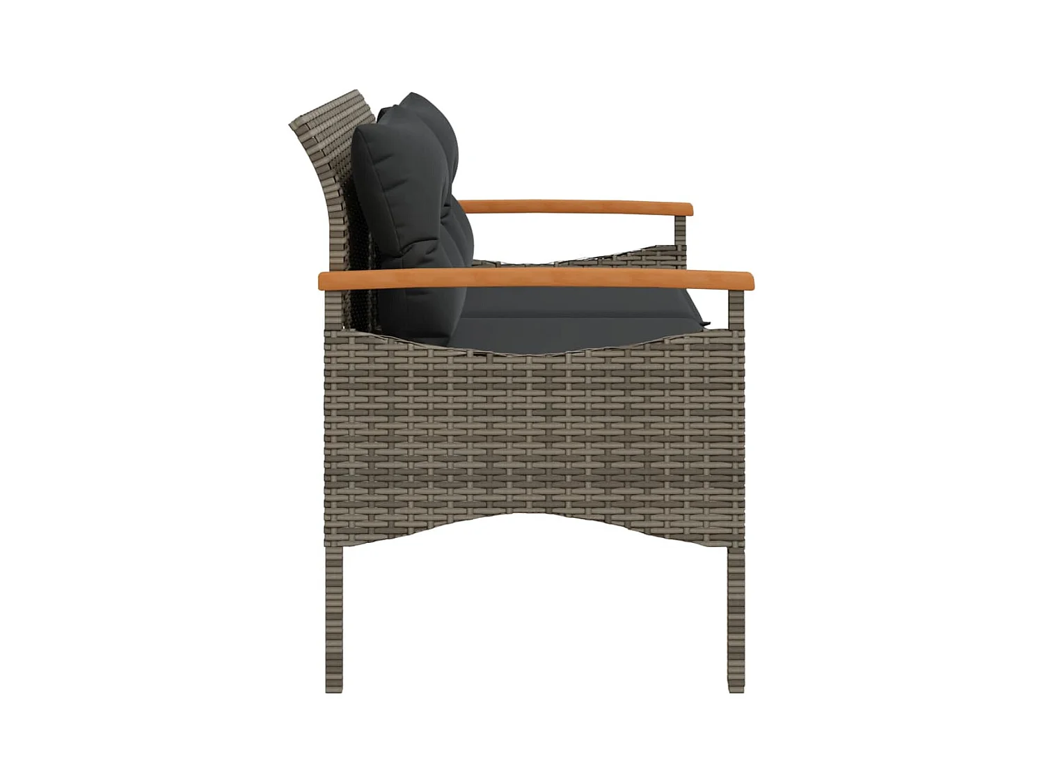 Tuinbank met kussens 116x62,5x74 cm grijs gevlochten hars