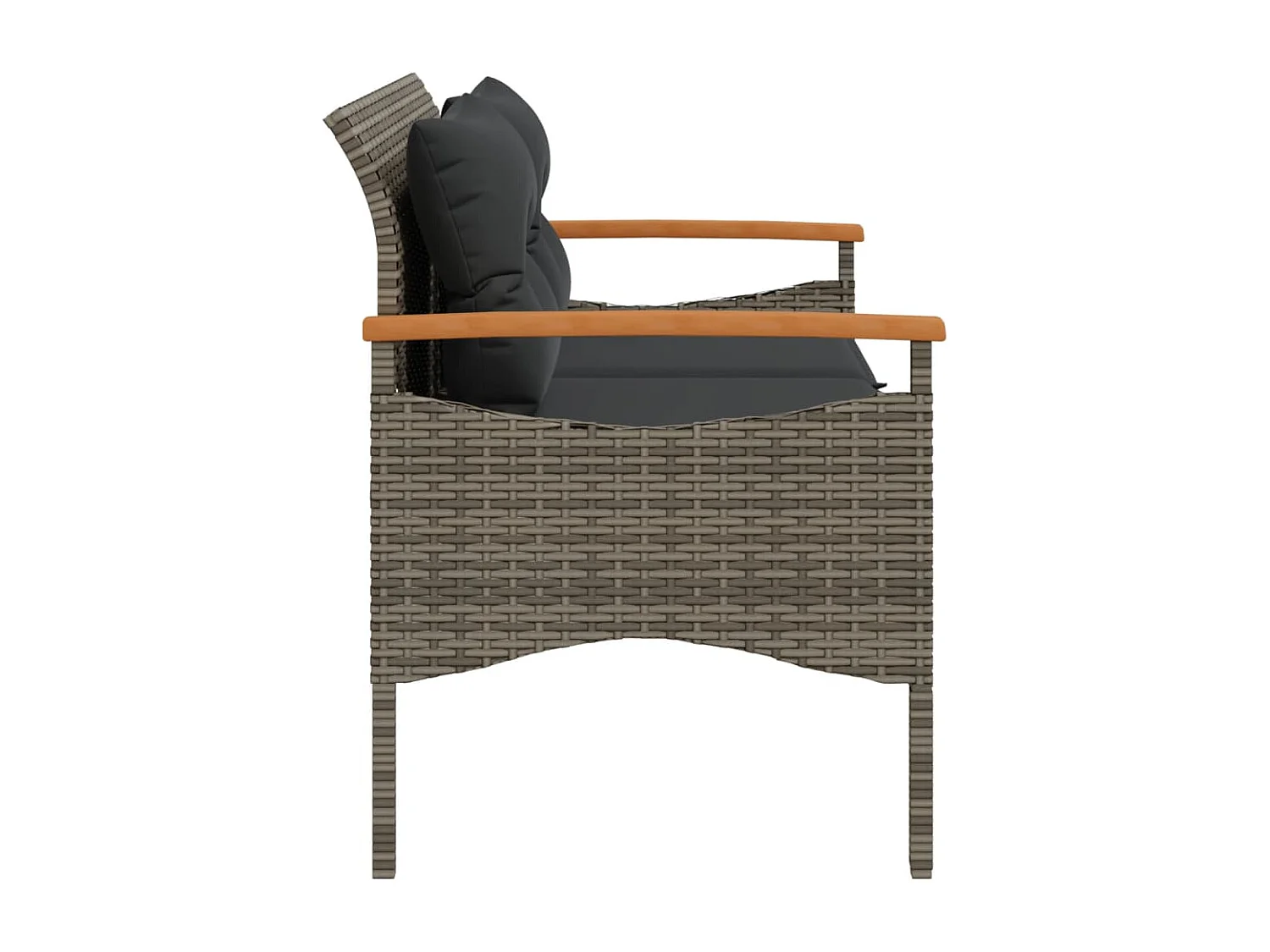 Panca da giardino con cuscini 116x62,5x74 cm in resina intrecciata grigia