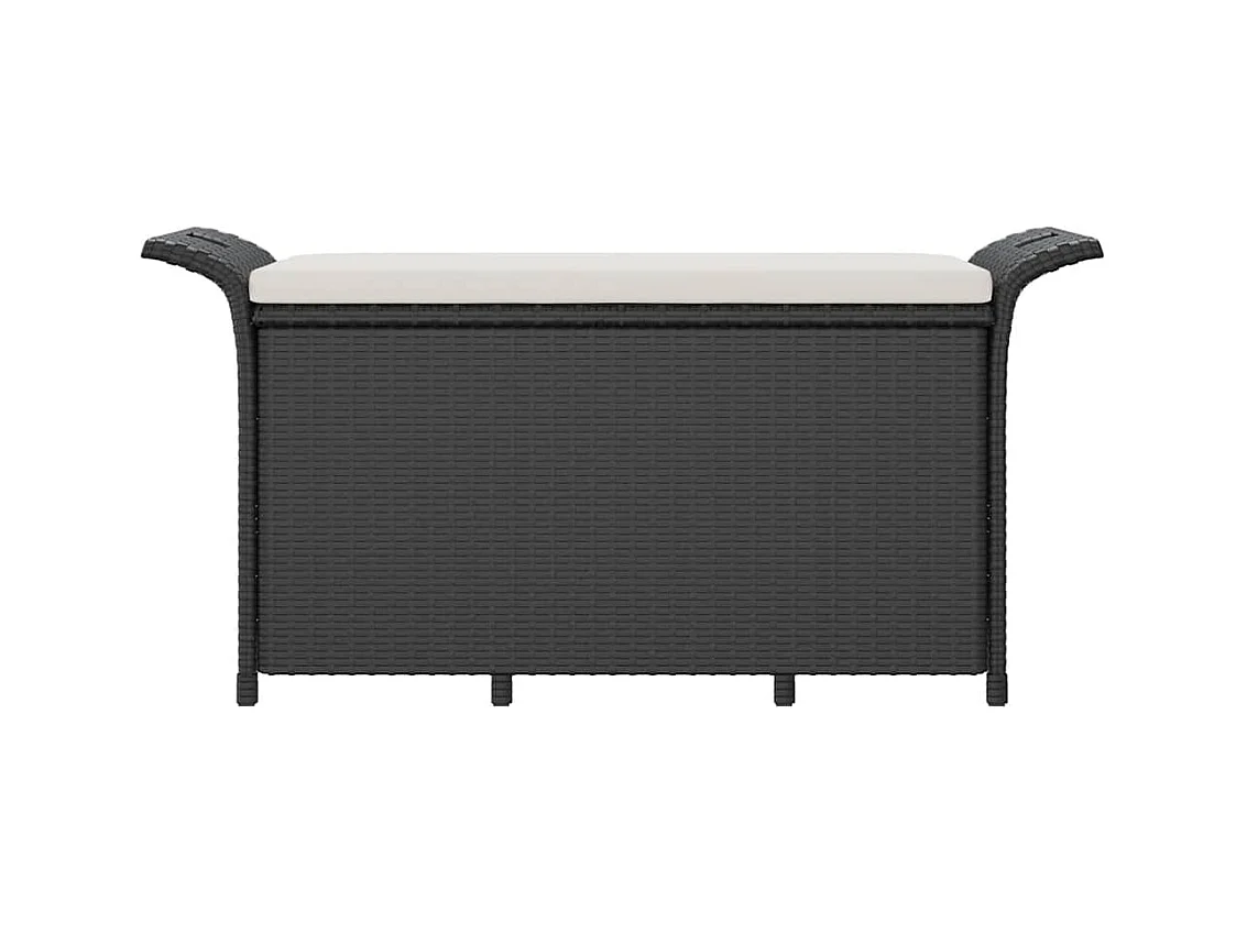Banc de jardin avec coussin noir 116x46x57 cm résine tressée