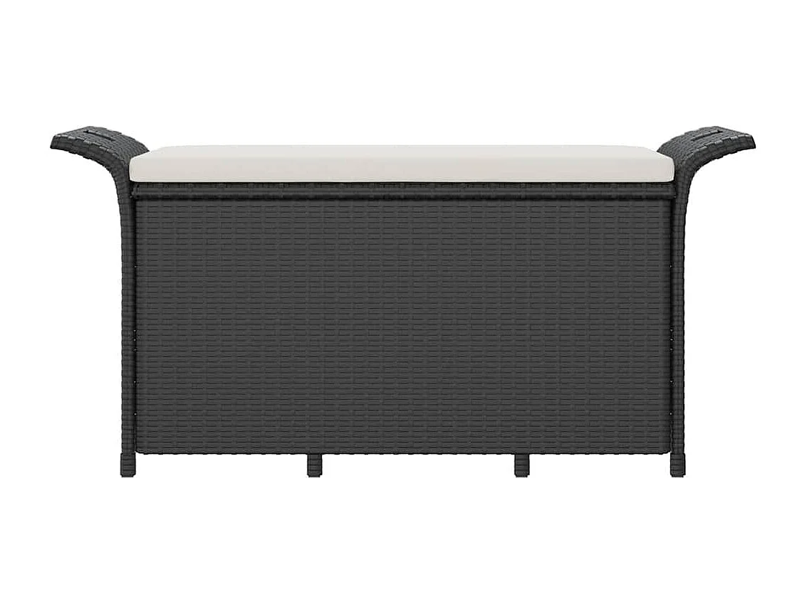 Tuinbank met zwart kussen 116x46x57 cm gevlochten hars