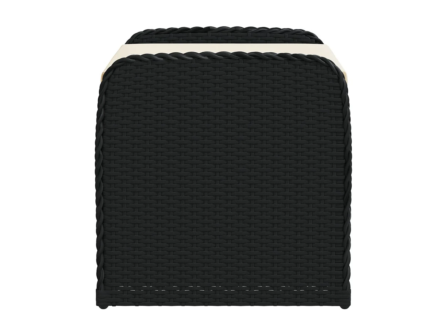 Banc de rangement avec coussin noir 80x51x52 cm résine tressée