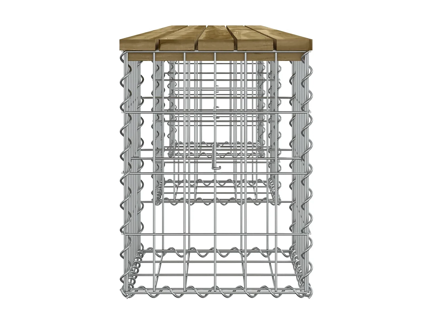 Panca da giardino di design in gabbione 203x31x42 cm in legno di pino impregnato