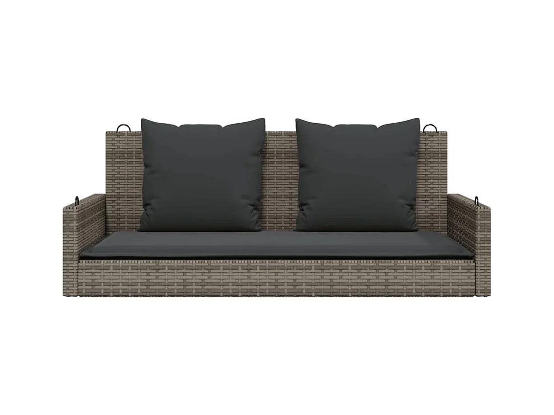 Schommelstoel met grijze kussens 119x56x48 cm geweven hars