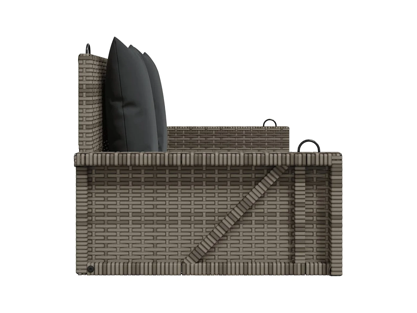 Schommelstoel met grijze kussens 119x56x48 cm geweven hars