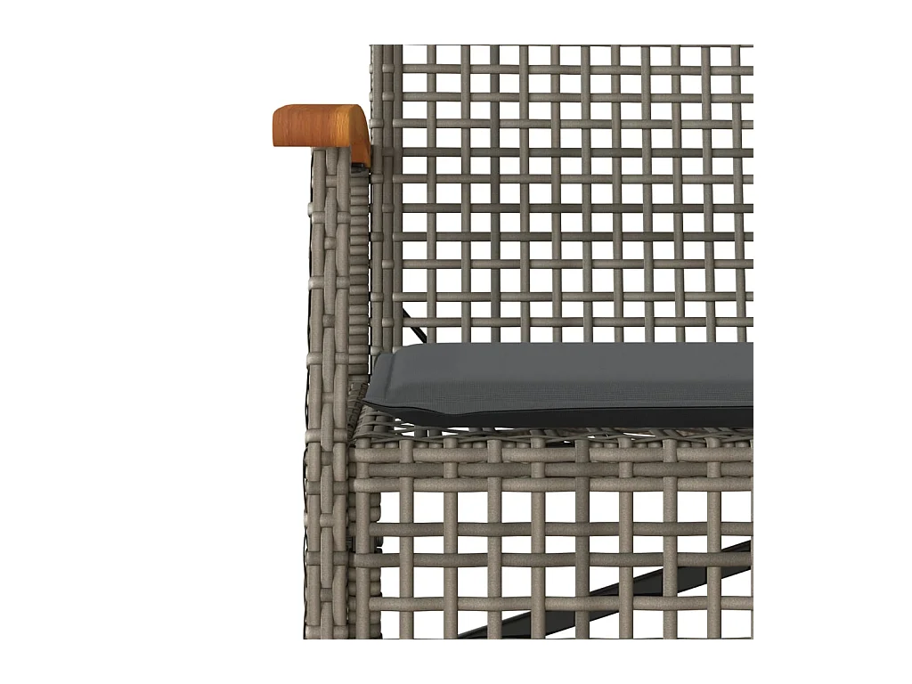 Banco de jardín con cojín gris de resina trenzada y acacia.