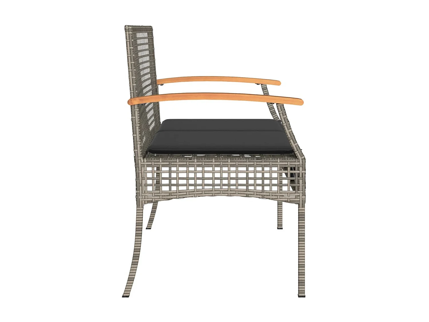 Panca da giardino con cuscino grigio in resina intrecciata e acacia