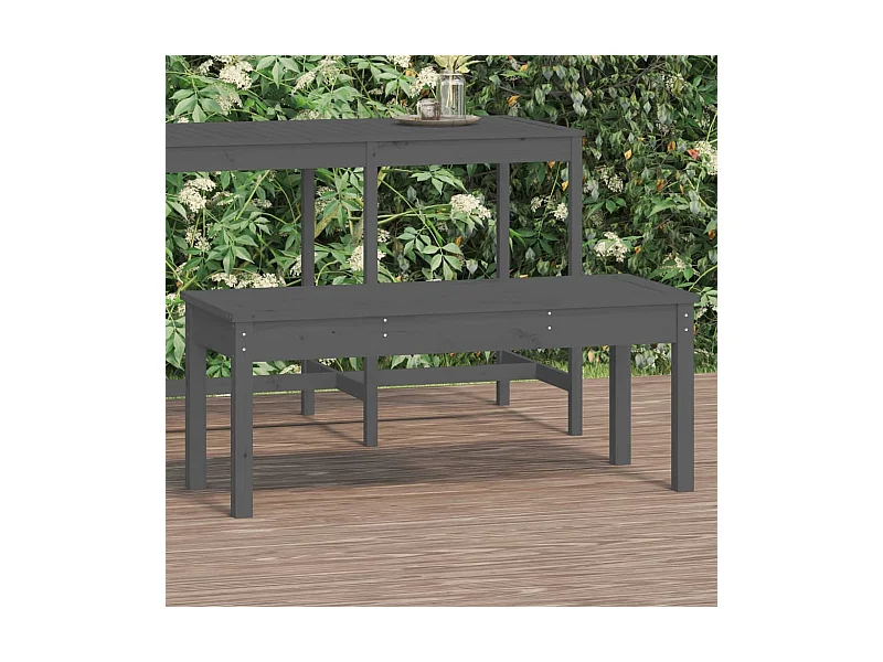 Banco de jardín gris 109x44x45 cm madera maciza de pino