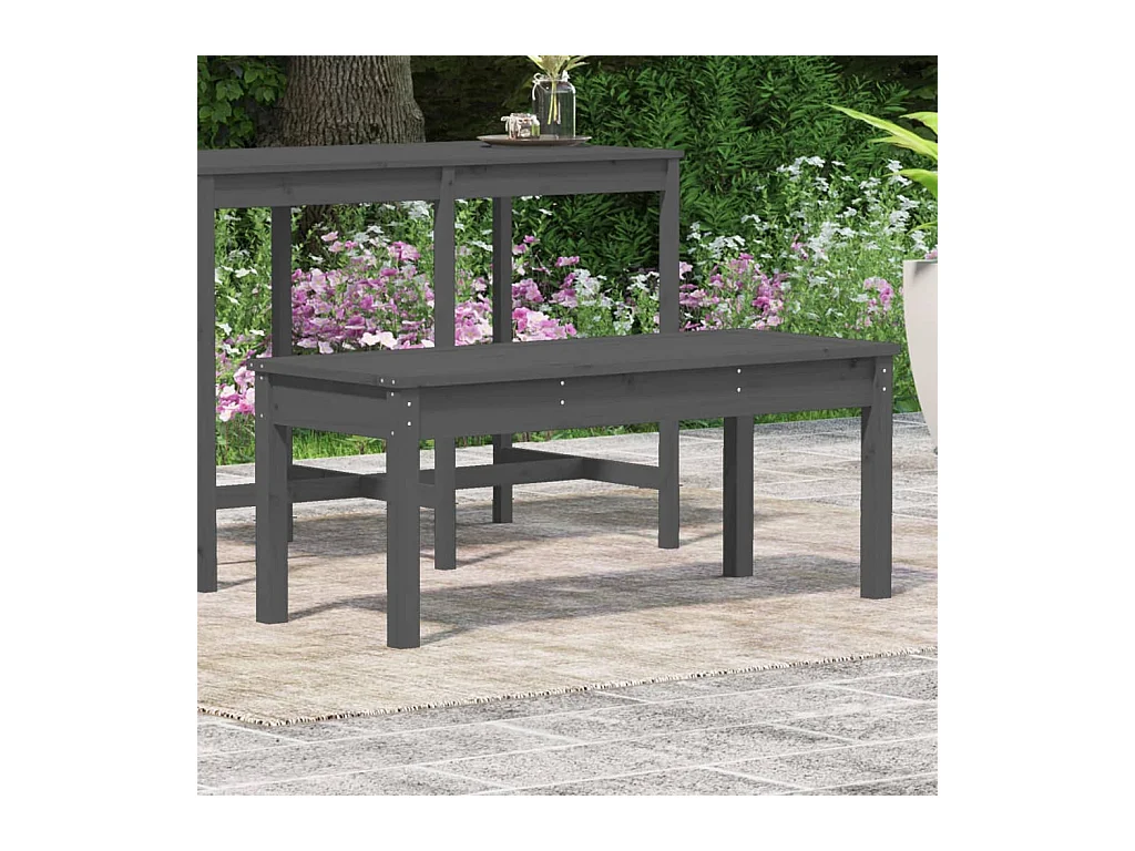 Banco de jardín gris 109x44x45 cm madera maciza de pino