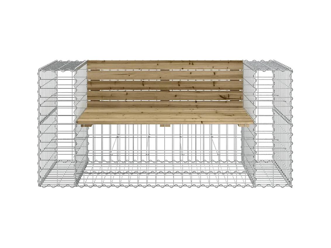 Banco de jardín de diseño de gaviones 143x71x65,5cm madera de pino impregnada