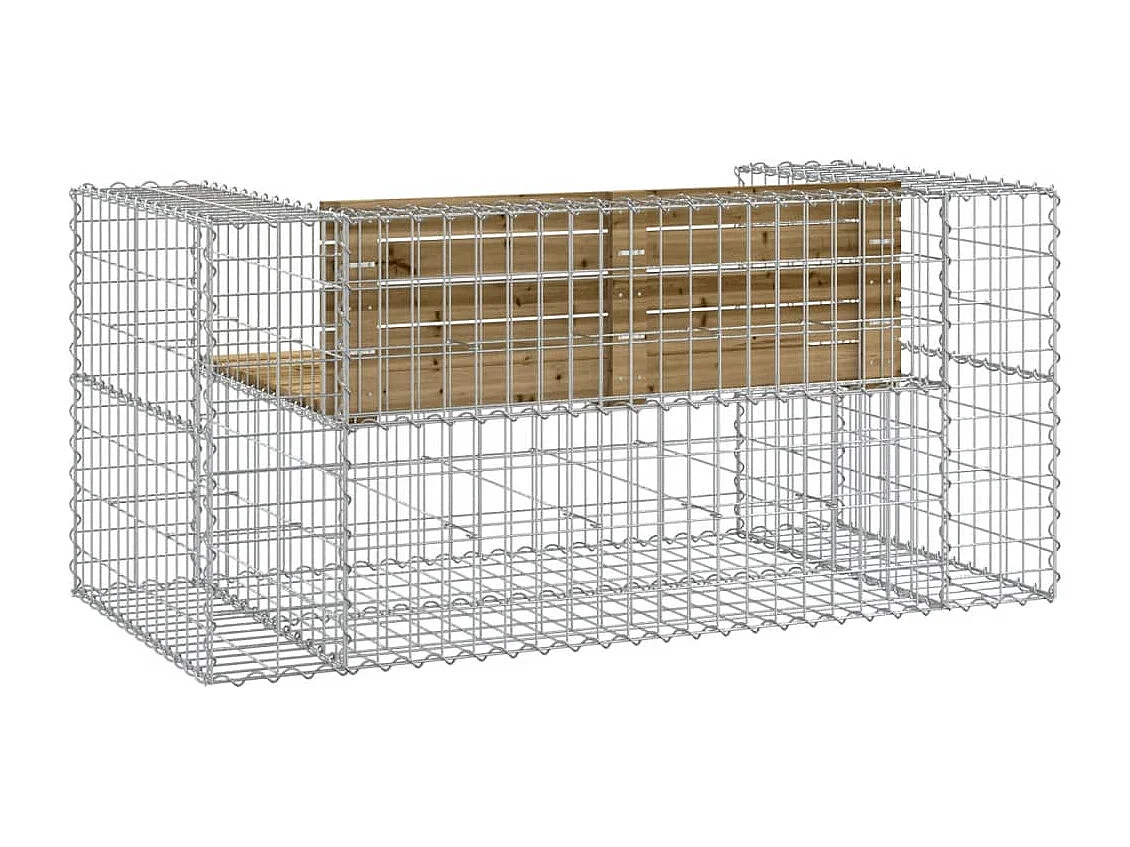 Gabionen Designer Gartenbank 143x71x65,5cm imprägniertes Kiefernholz