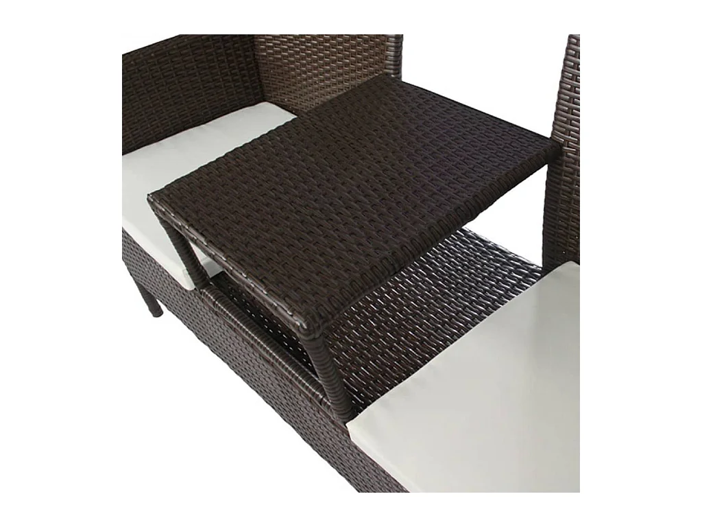 2-zits tuinbank en salontafel in bruin geweven hars