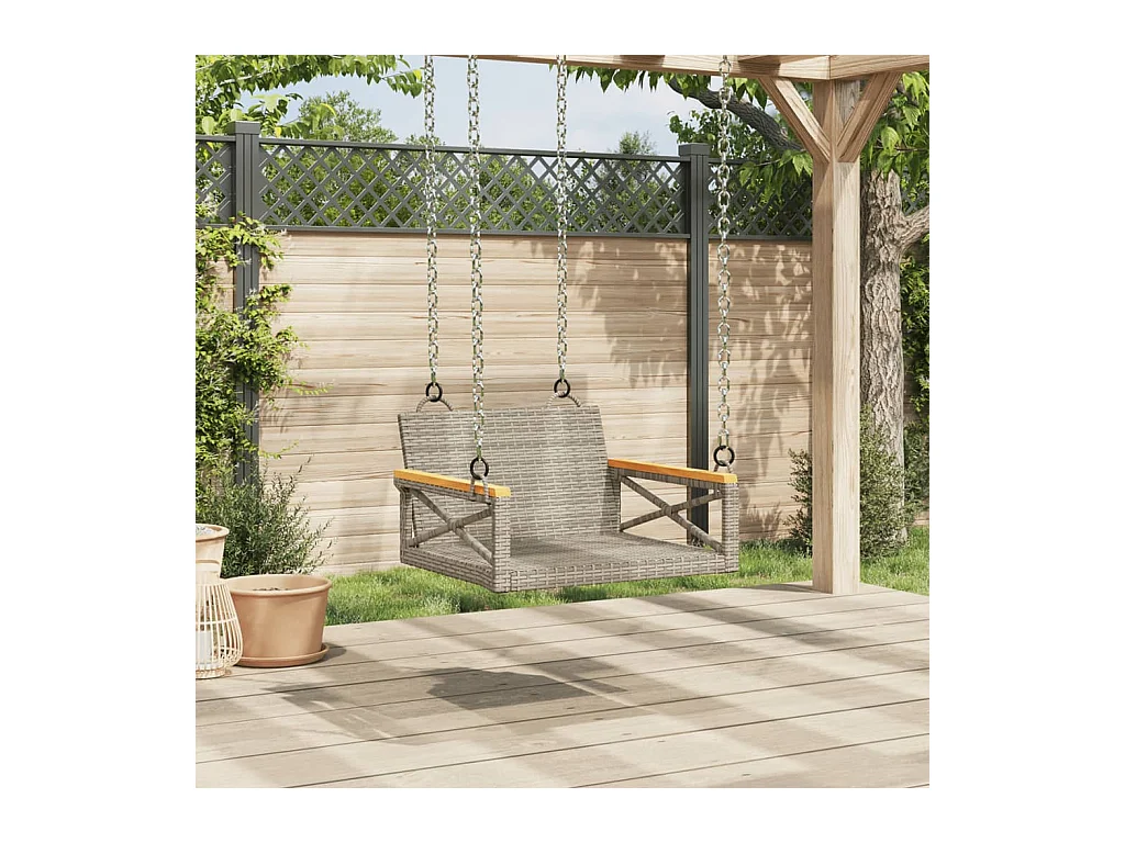 Asiento de columpio gris 63x62x40 cm resina tejida