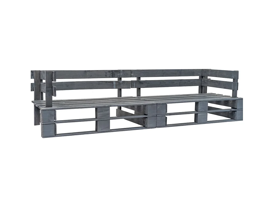2-zits grijze houten tuinbank van pallets