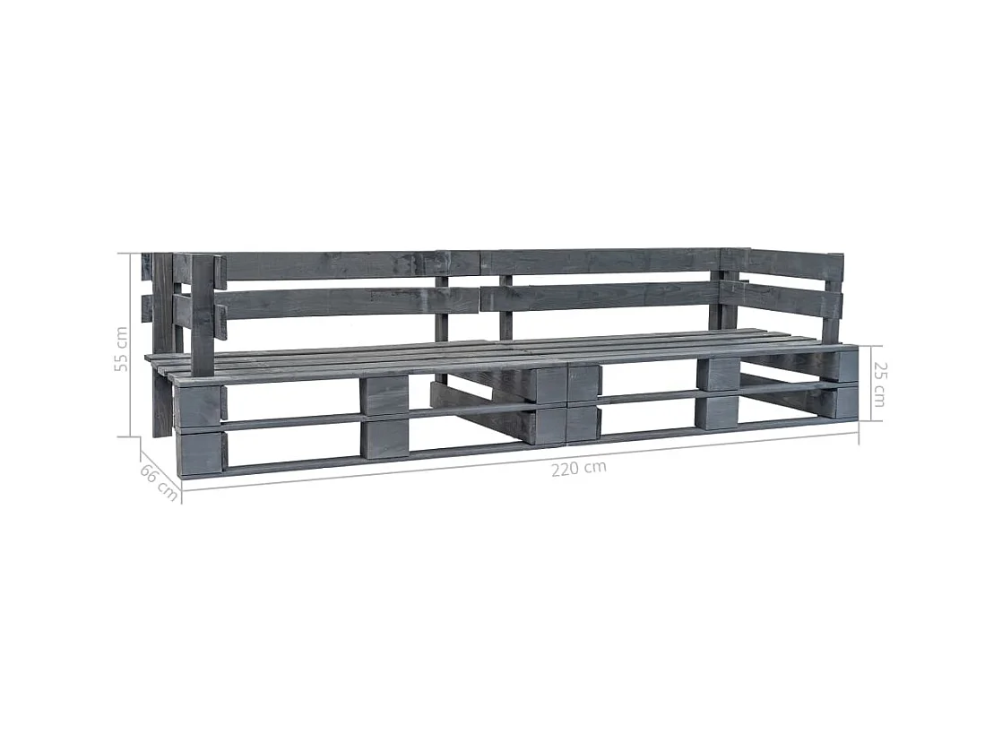 2-zits grijze houten tuinbank van pallets