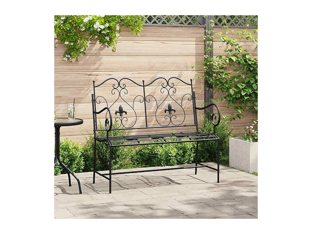 Banc de jardin Noir 104 x 54 x 93cm Acier