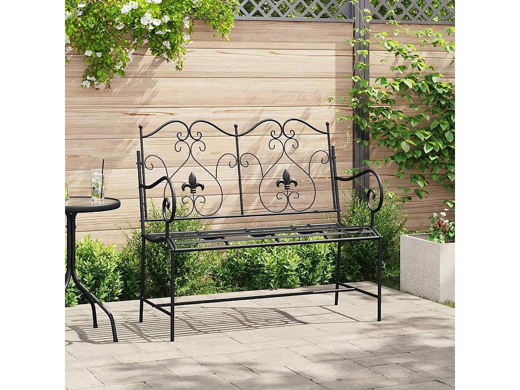 Banc de jardin Noir 104 x 54 x 93cm Acier