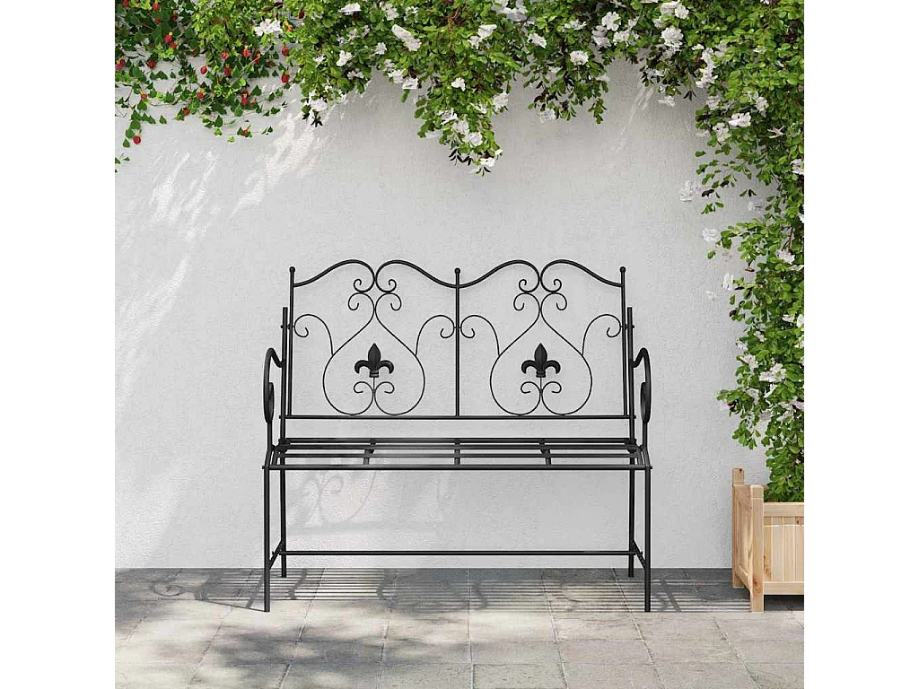 Banc de jardin Noir 104 x 54 x 93cm Acier