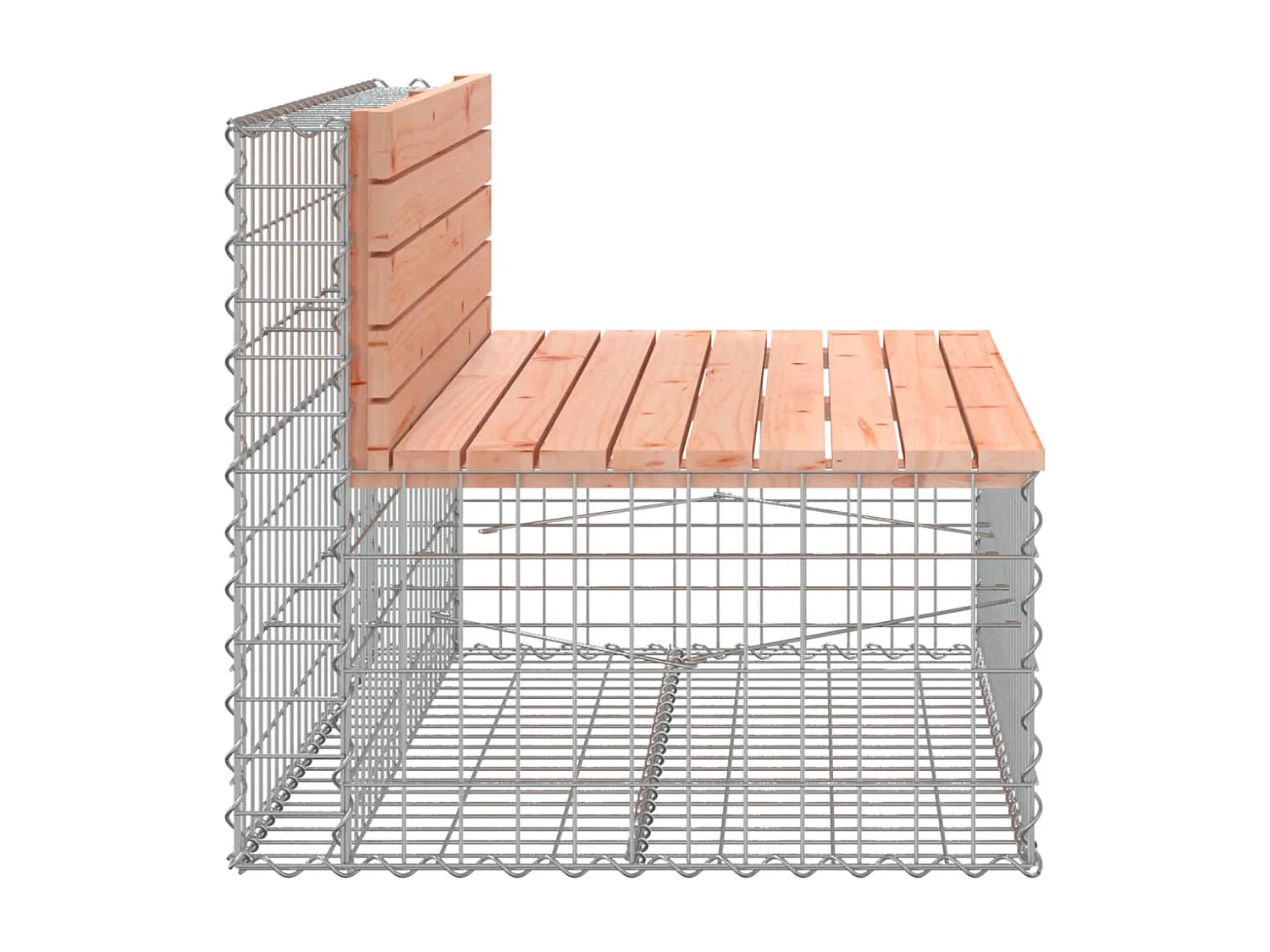 Panca da giardino in gabbione 103x70x65cm in legno massello di abete Douglas