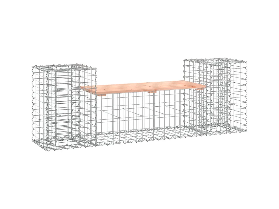 Banco de jardín de diseño gavión 183x41x60,5 cm madera maciza de abeto Douglas