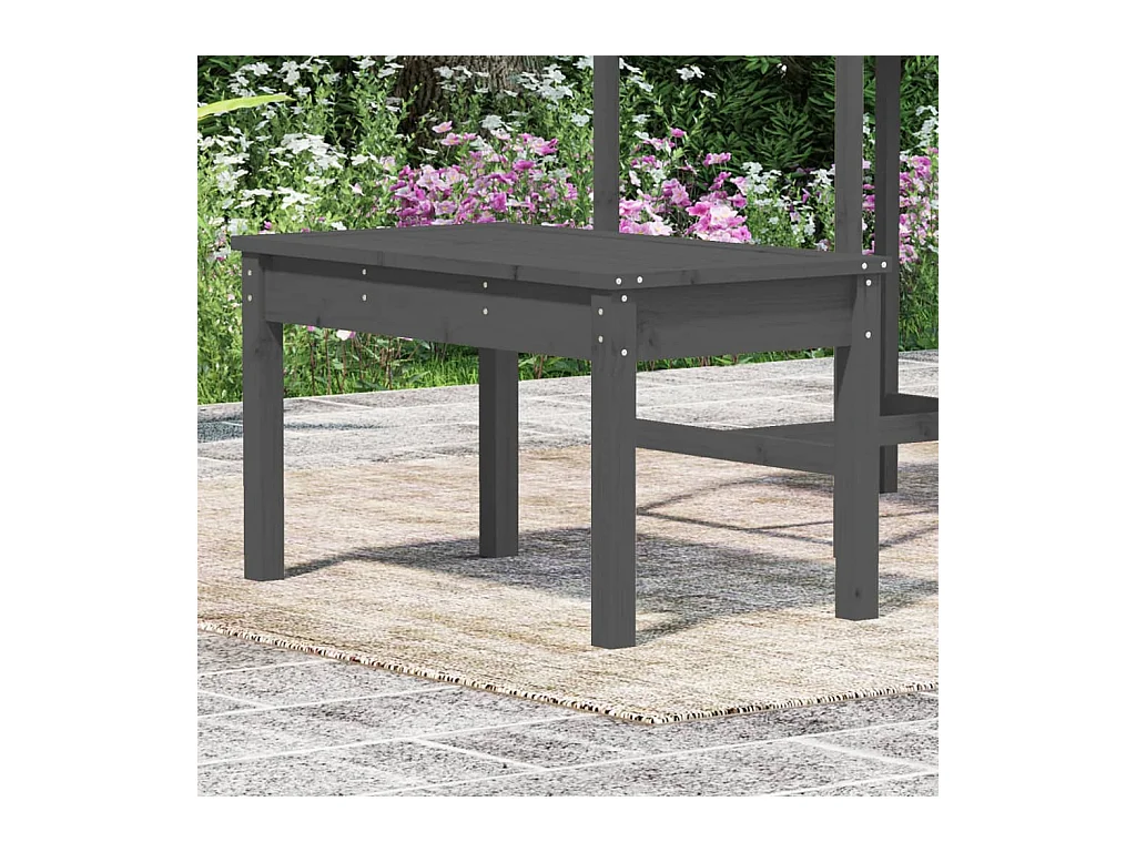 Banco de jardín gris 80x44x45 cm madera maciza de pino