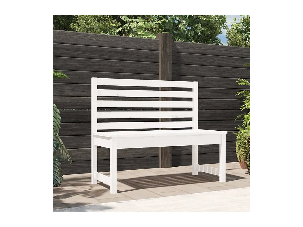 Banc de jardin blanc 109 cm bois massif de pin