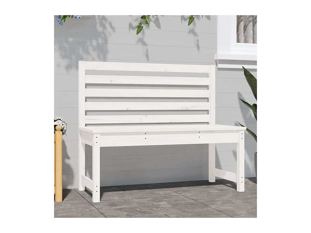 Banc de jardin blanc 109 cm bois massif de pin