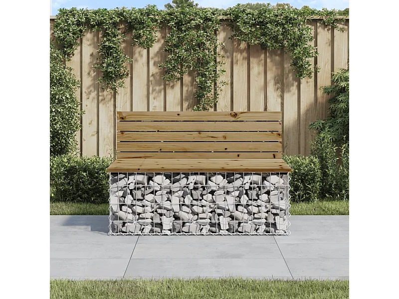 Banco de jardín de diseño gavión 103x70x65 cm madera de pino impregnada