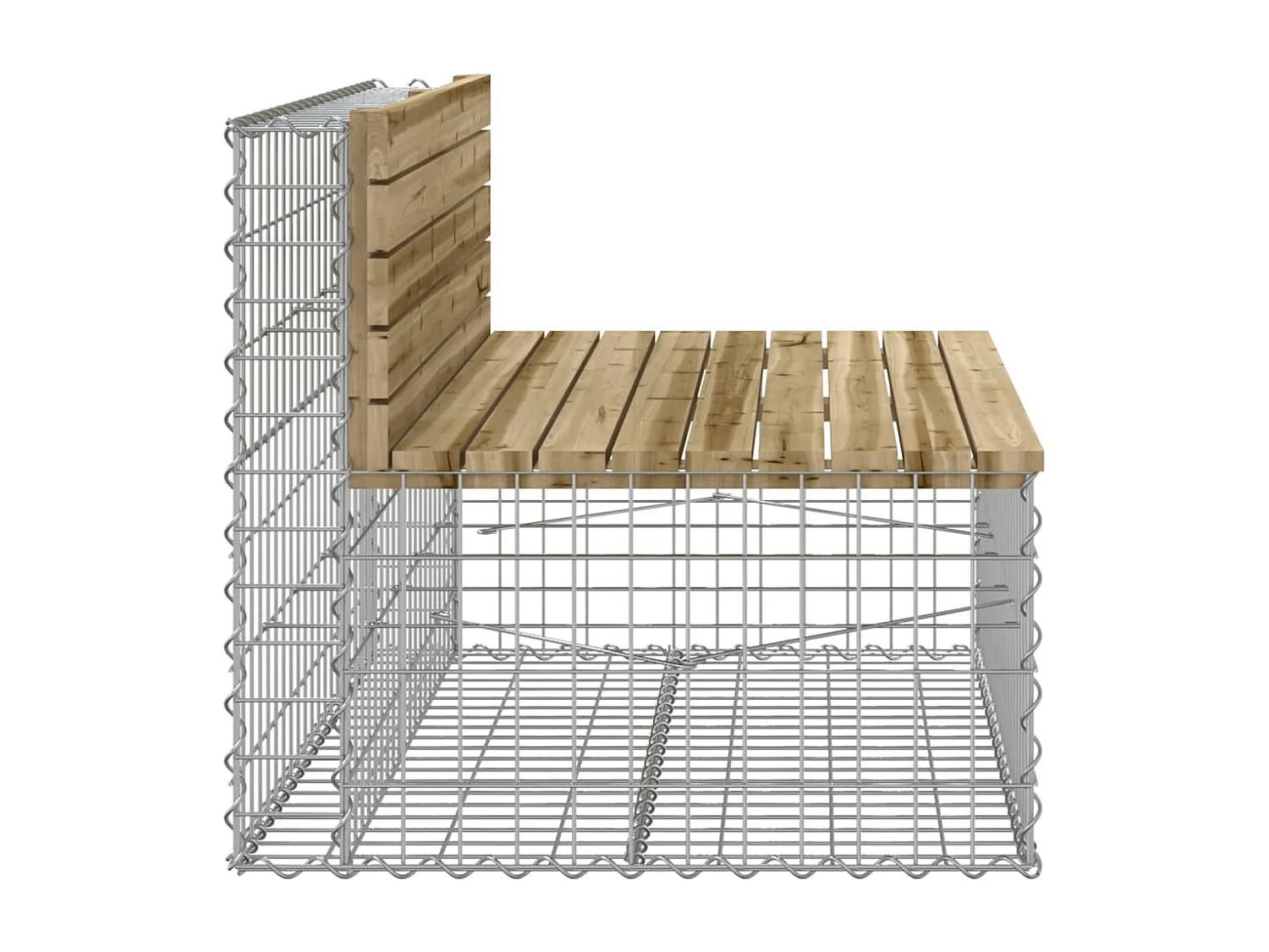 Panca da giardino di design in gabbione 103x70x65 cm in legno di pino impregnato