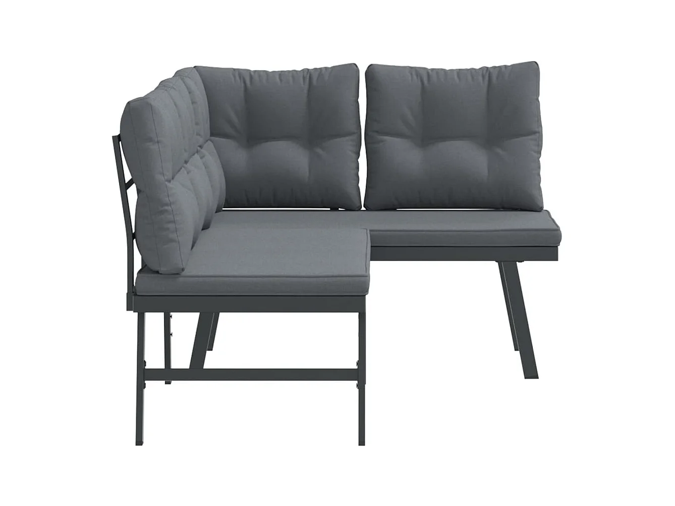 Tuinbanken met kussens set van 2 gepoedercoat staal