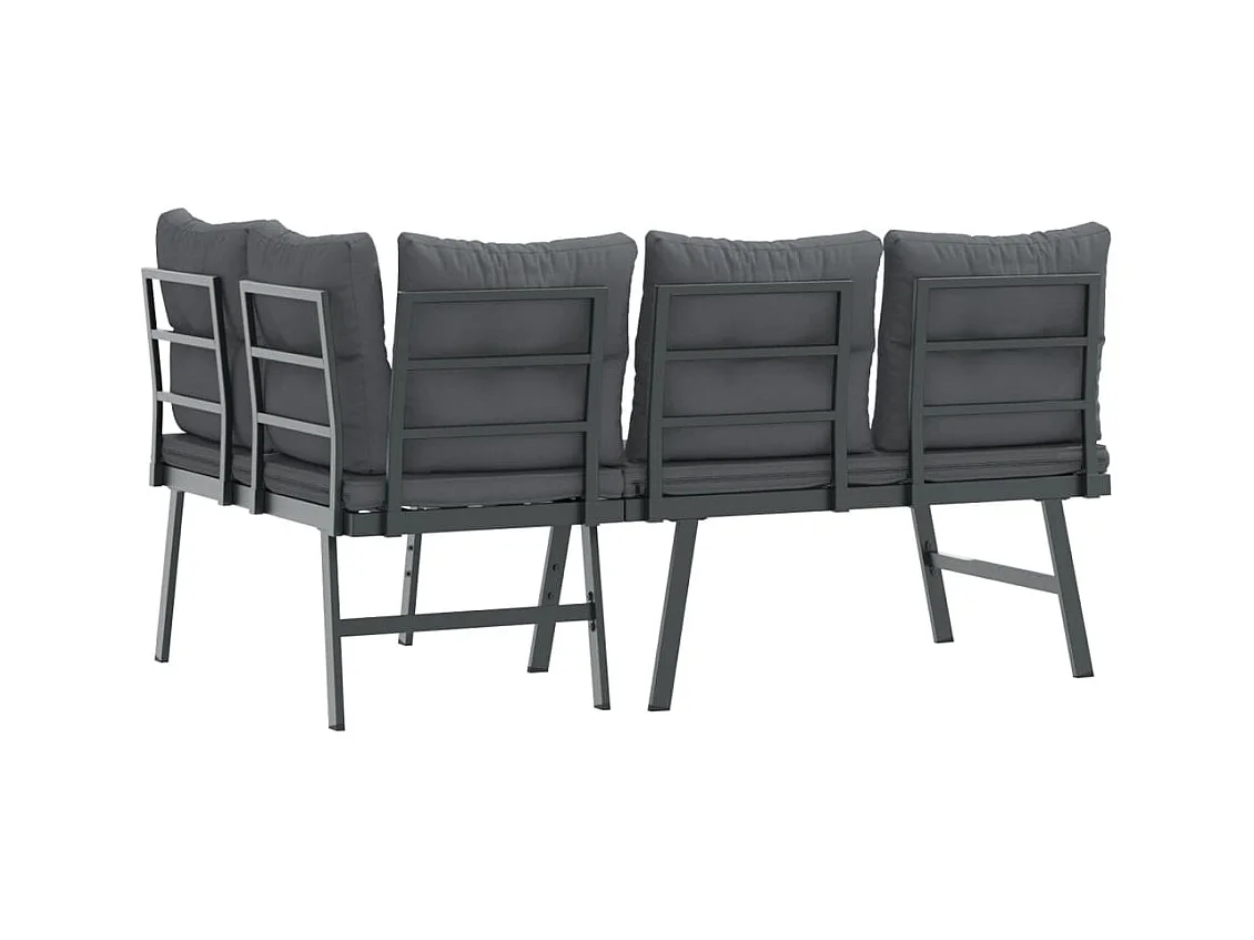 Tuinbanken met kussens set van 2 gepoedercoat staal