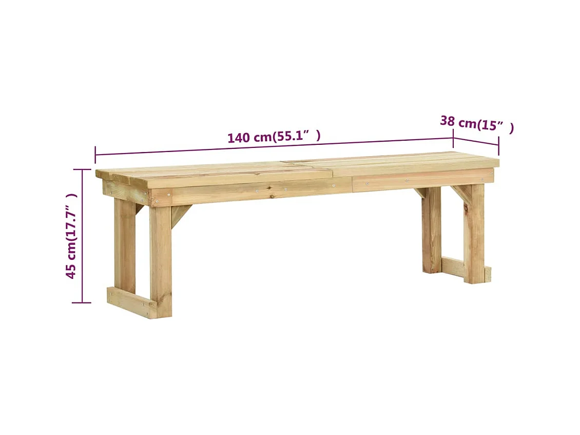 Banco de jardín 140 cm Madera de pino impregnada