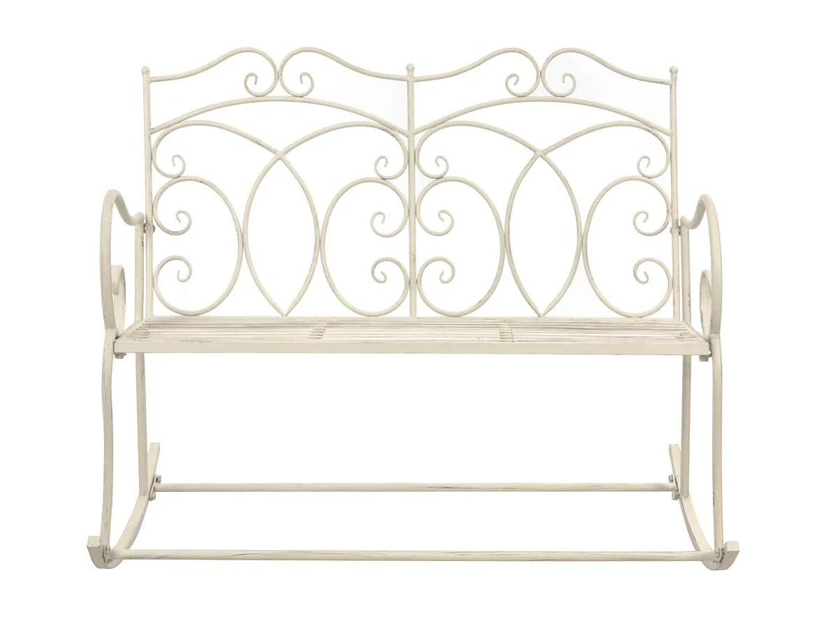 Panca da giardino 104 cm Ferro bianco anticato