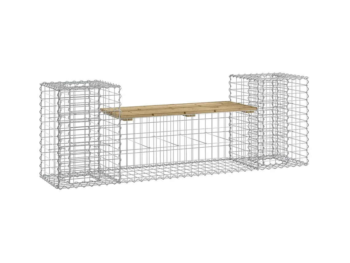 Banco de jardín de diseño de gaviones 183x41x60,5cm madera de pino impregnada