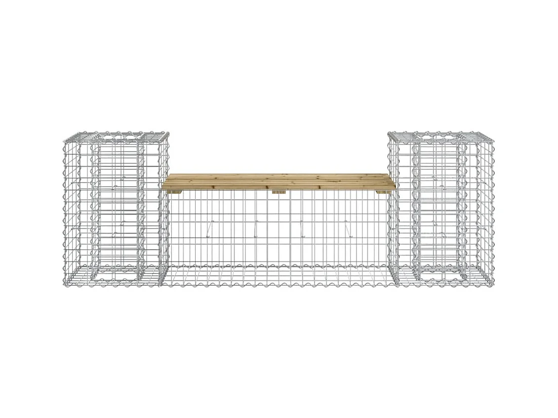 Banco de jardín de diseño de gaviones 183x41x60,5cm madera de pino impregnada